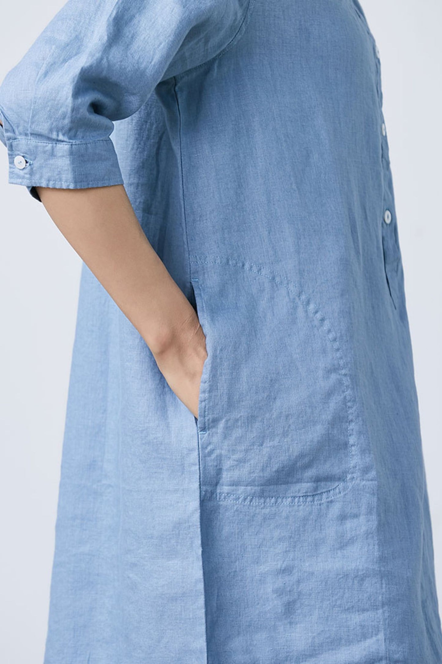 Blue Simple Linen dress C1670- Size M #yy01643