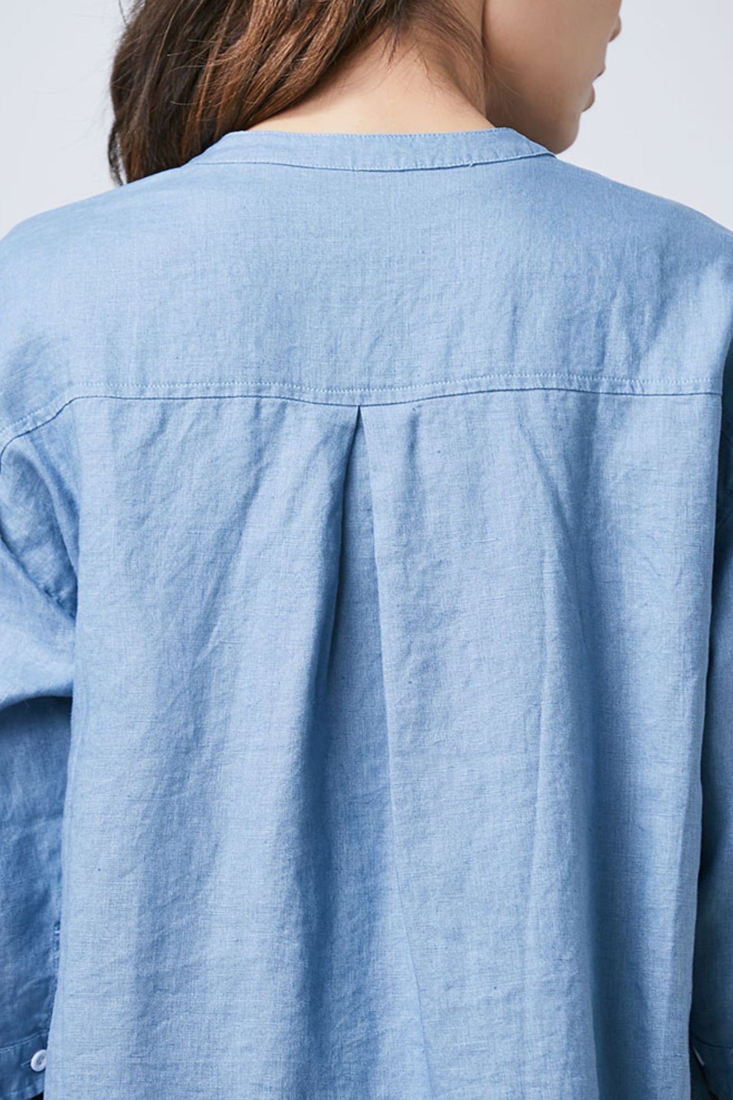 Blue Linen Button Up Shirt C1671