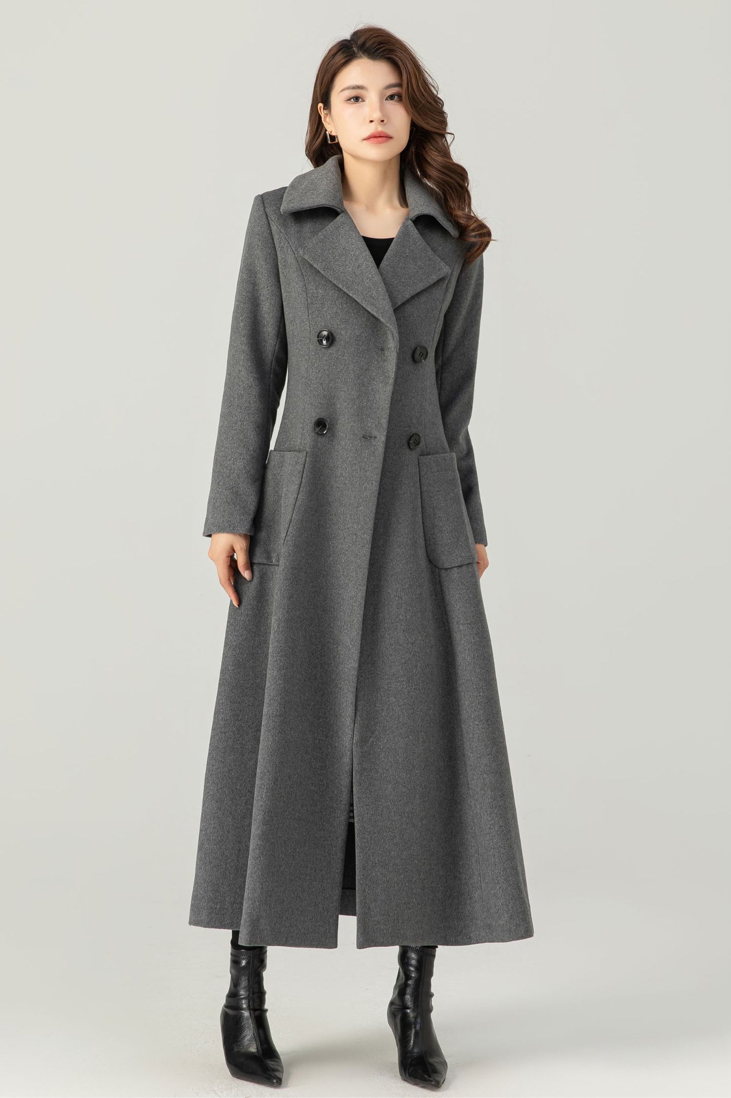 Womens winter Double Breasted Wool Coat C3698