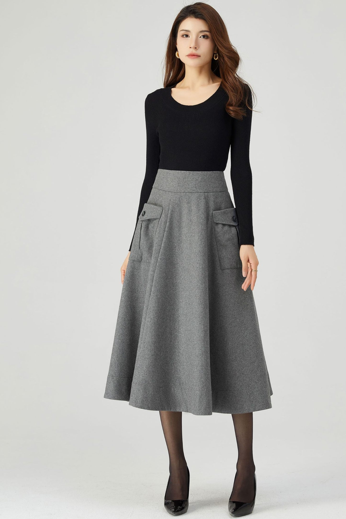 Winter Wool Grey Skirt C3554