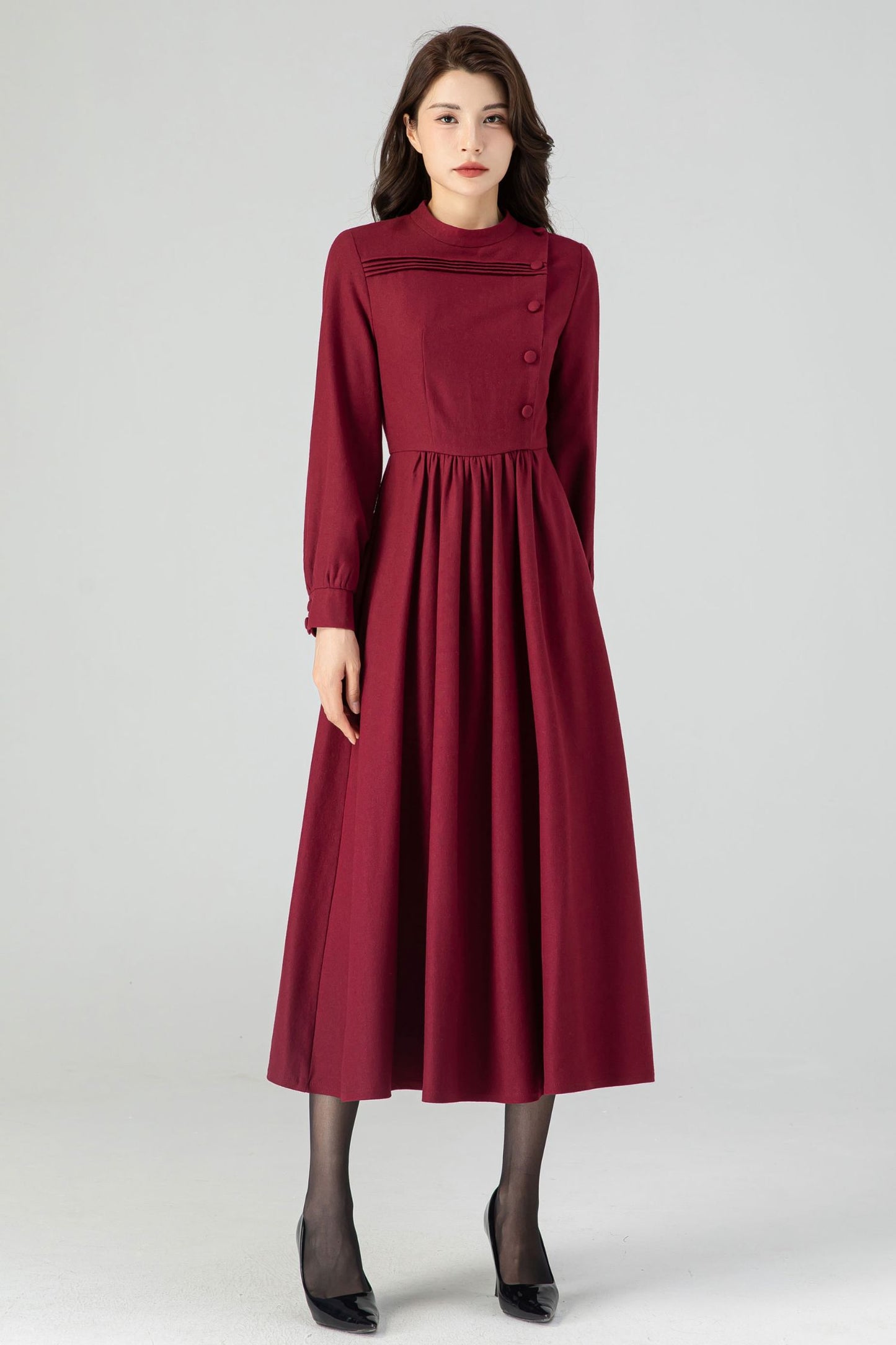 Burgundy Fit and Flare Dress C3608 -Size XS us0 #CK2301041