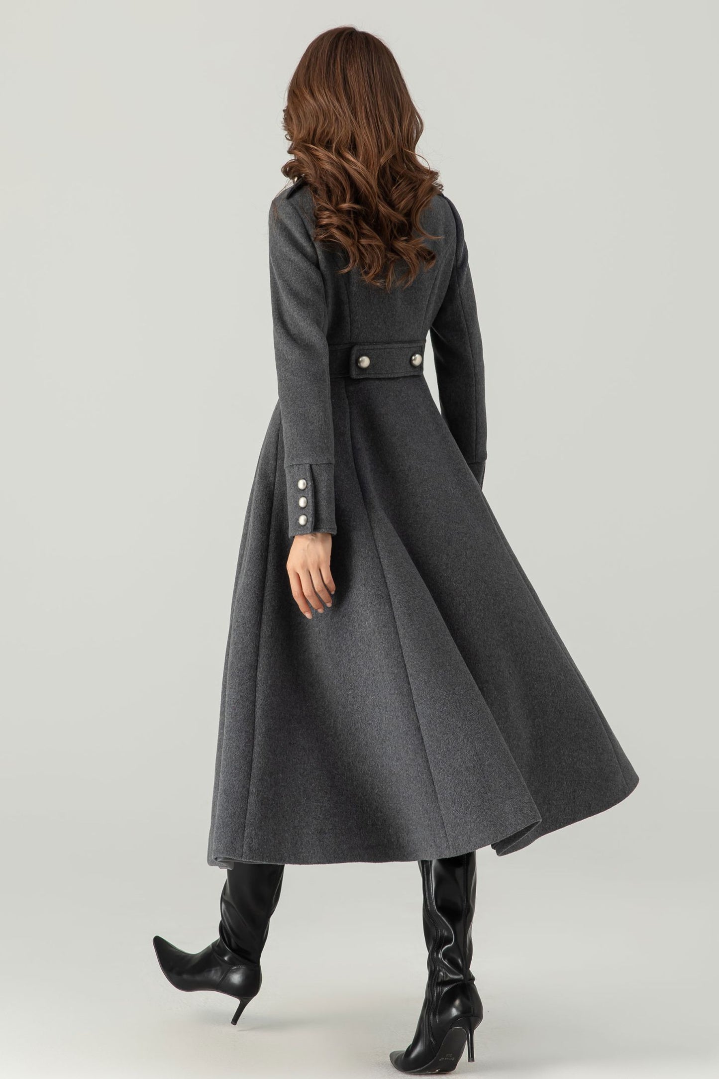 Grey Long Wool Coat C3703