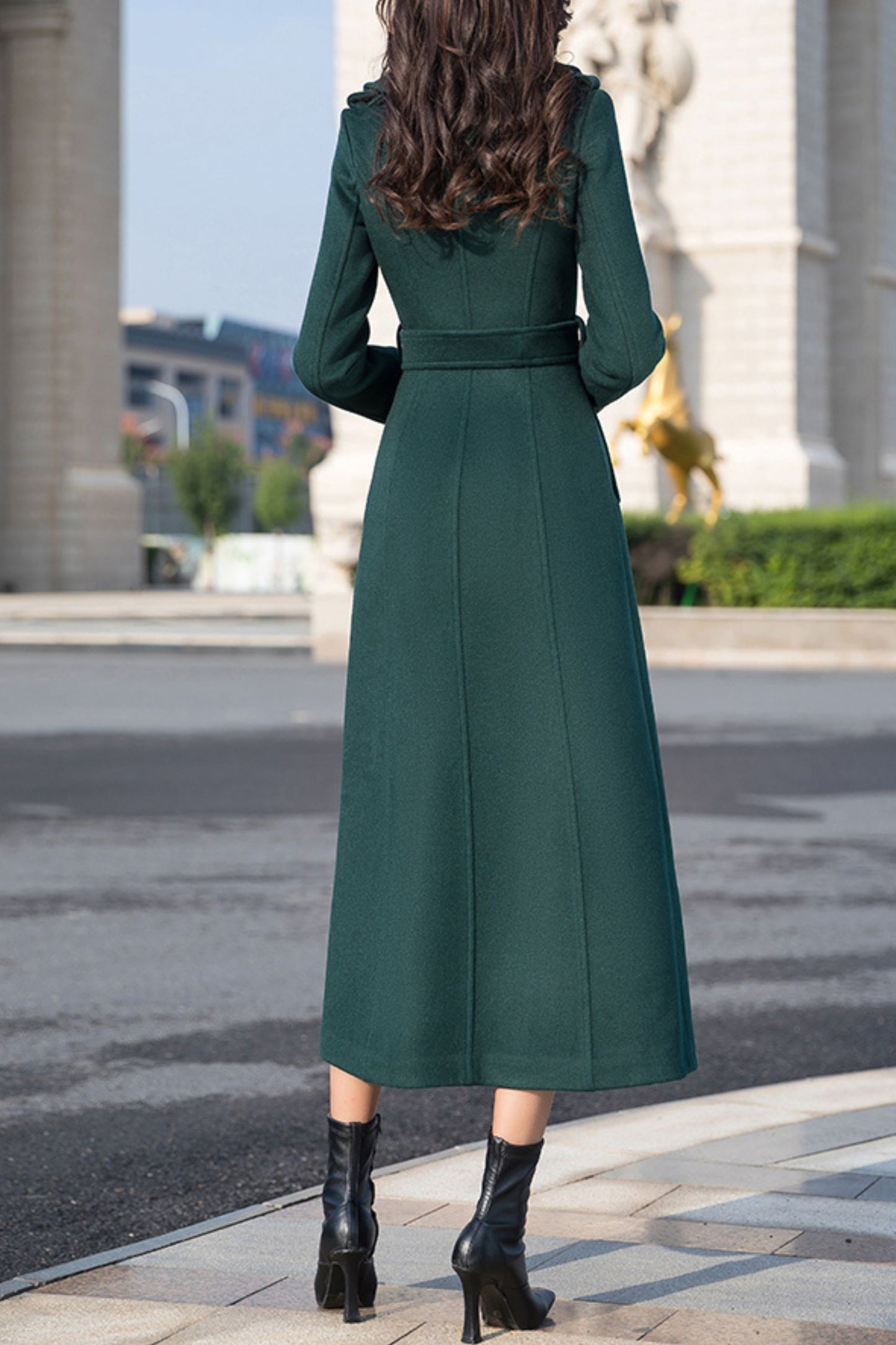 winter double-breasted long wool coat C4147