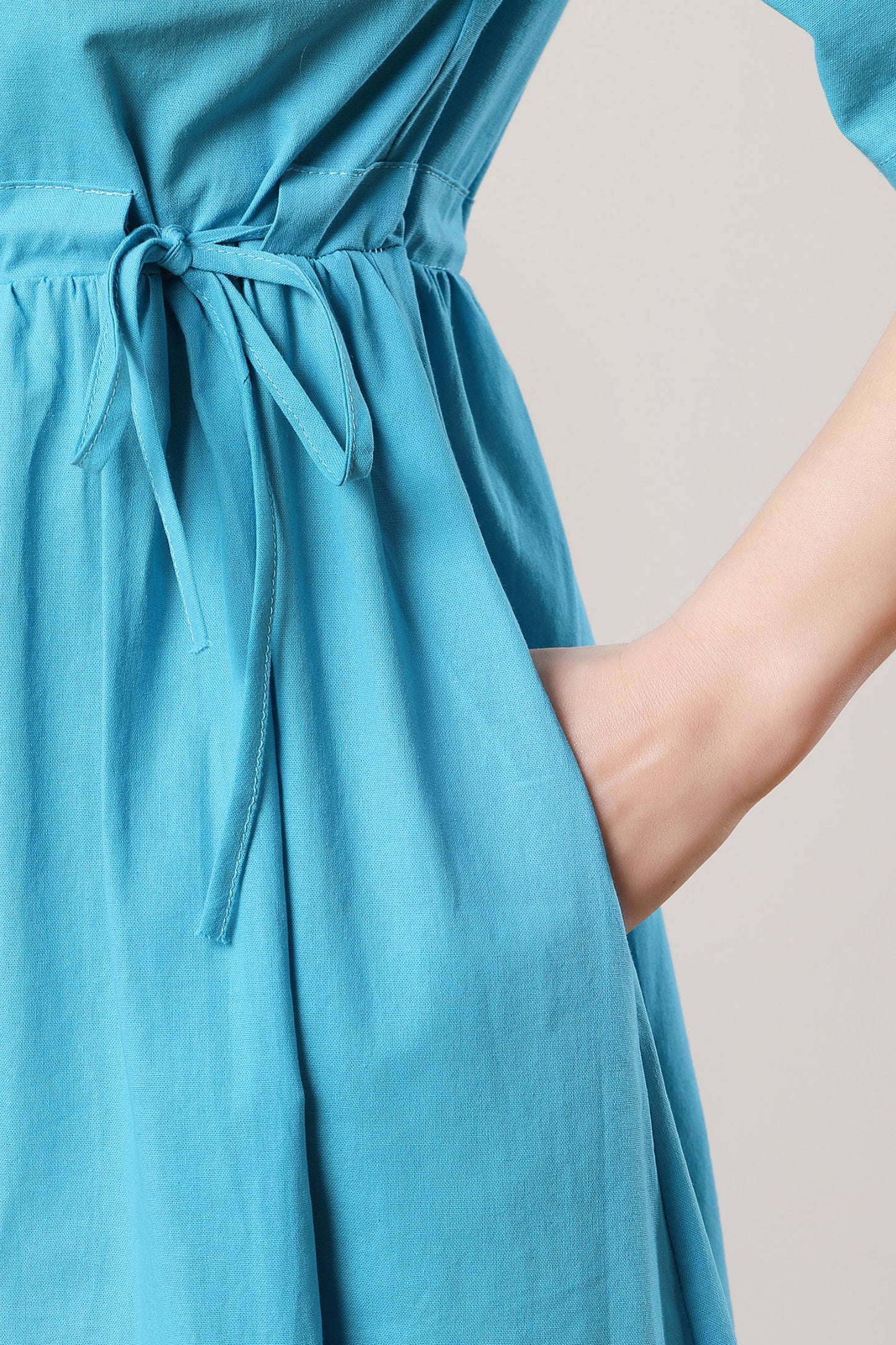 Women's Blue Linen Dress C3288