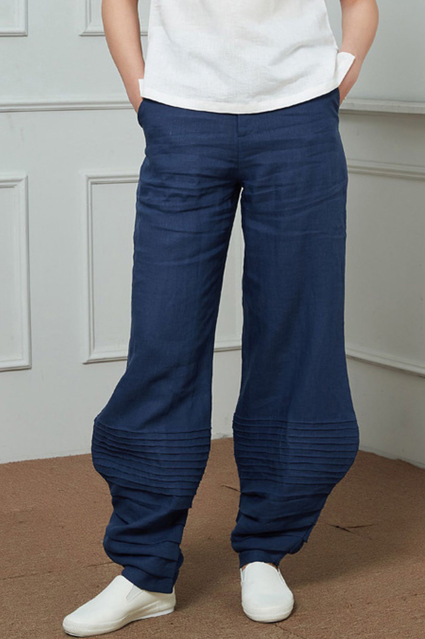 Blue Linen Casual pants C1454