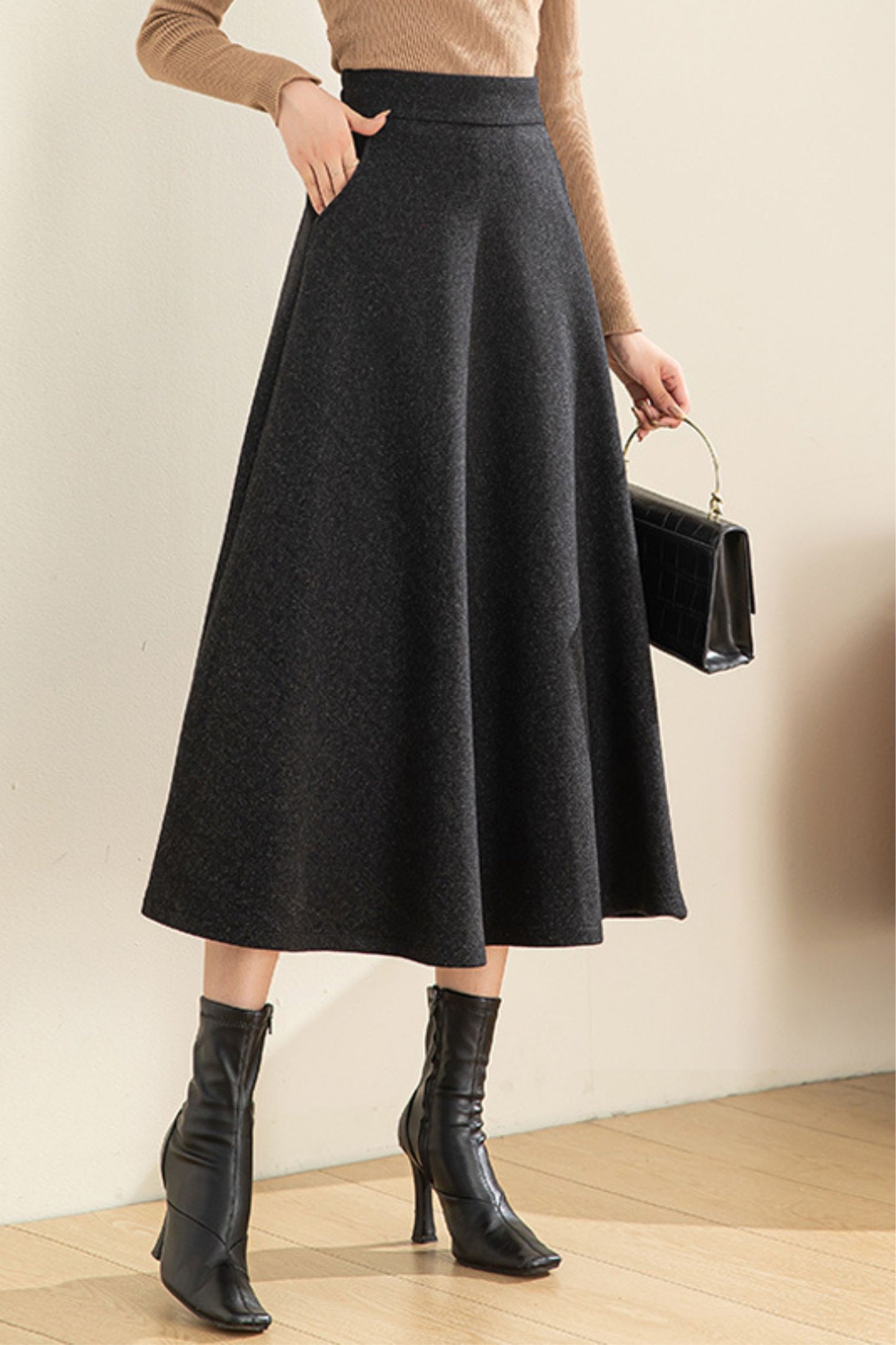 High Waisted Wool Skirt C3556