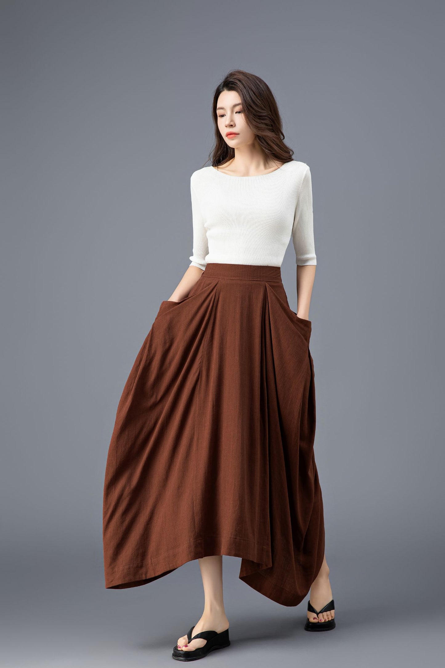 Women's Asymmetrical Casual Linen Skirt C3918