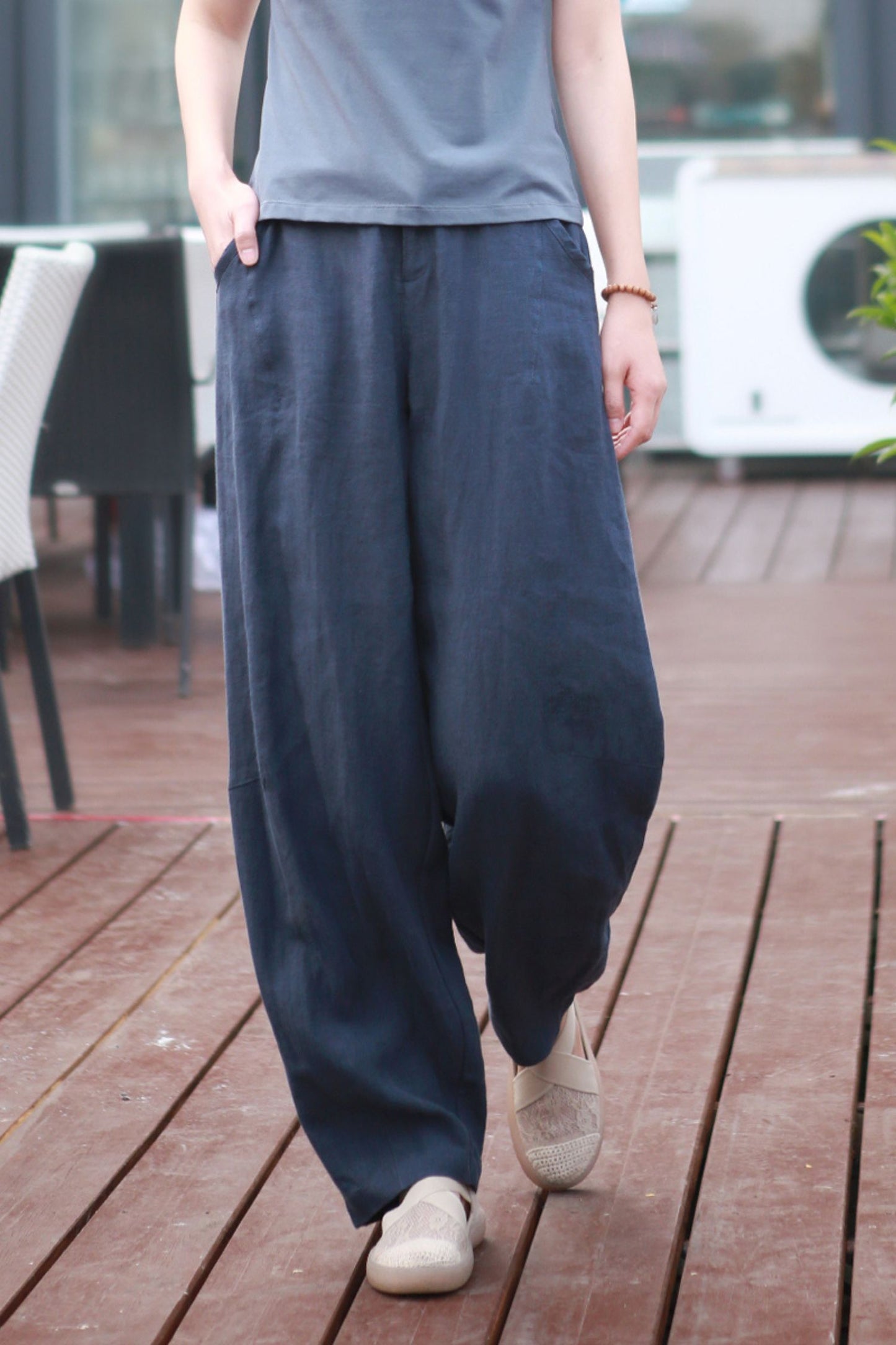 Spring and summer linen lantern pants L0613
