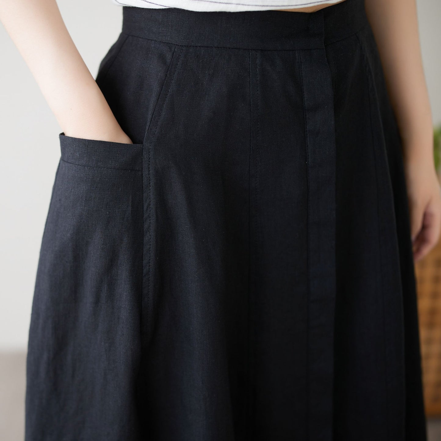 Casual Linen Skirt with pockets c4896