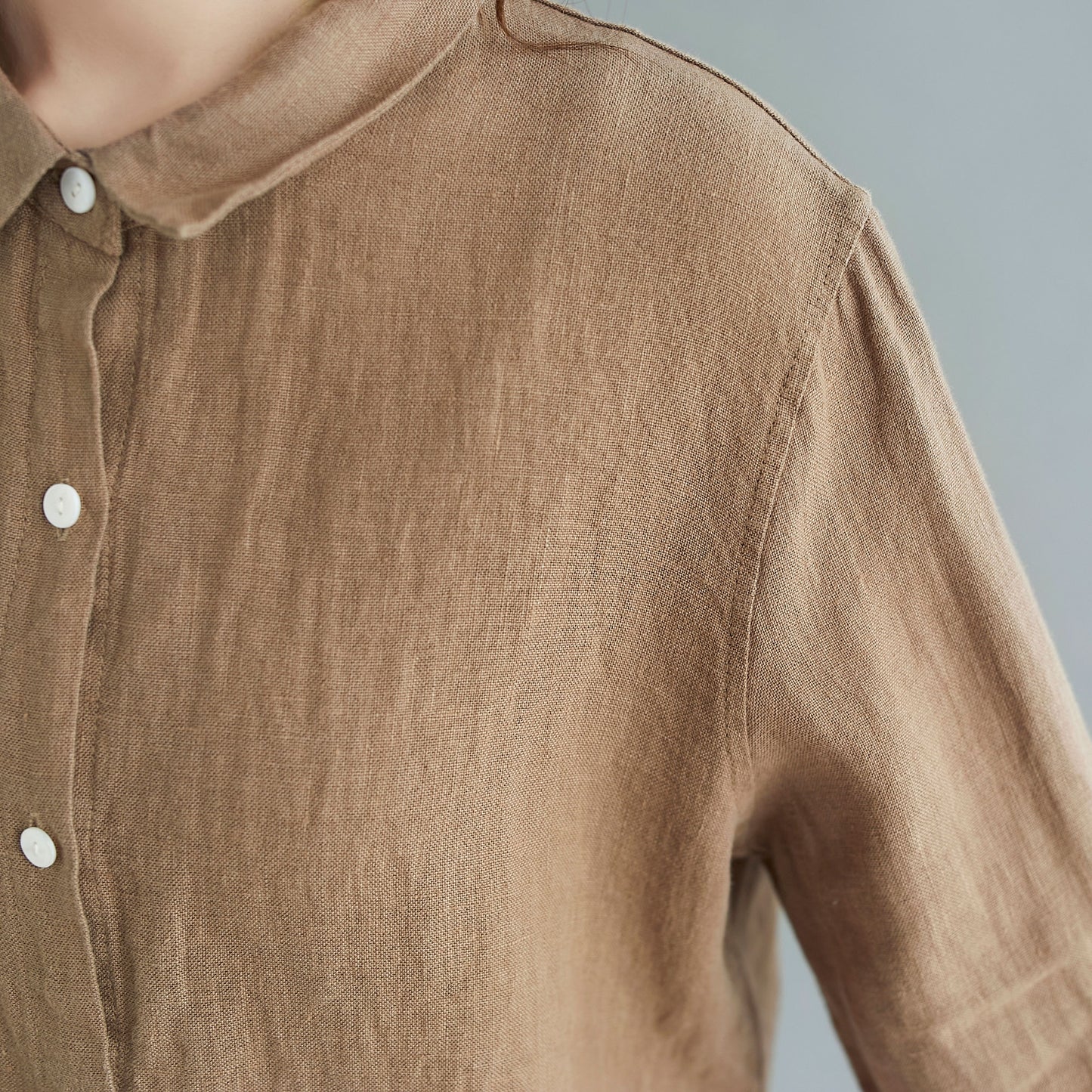 long sleeves button up linen shirt c2118