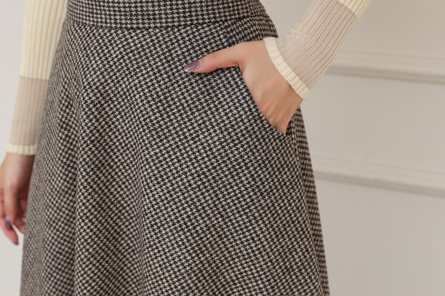 Vintage Classic Long Maxi Plaid Wool Skirt C5190