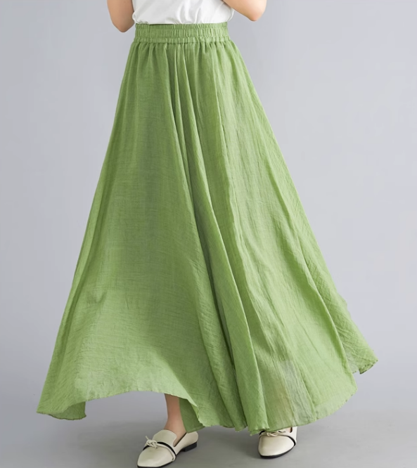Swing long summer linen skirt women C5023-3 (grass green)