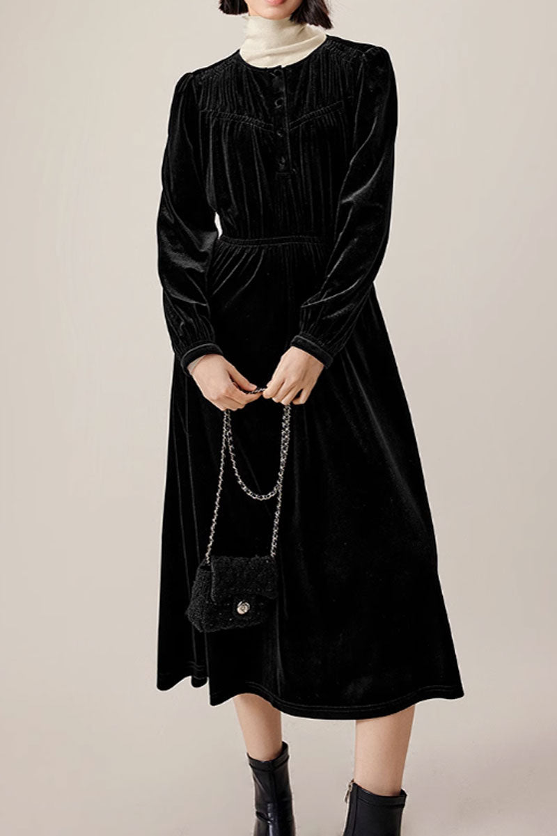 long sleeves velvet dress women  C3833