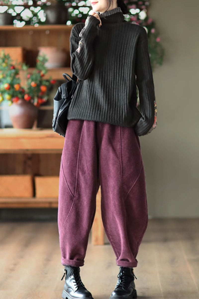Loose fitting corduroy long pants women C3804
