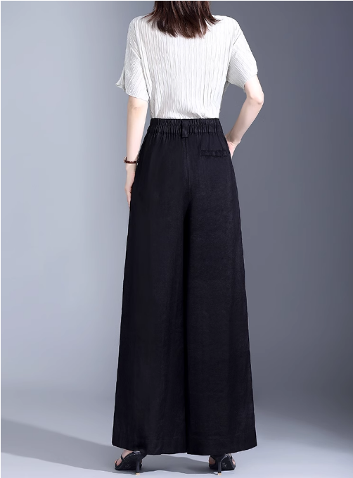 Wide leg long summer linen pants c5071