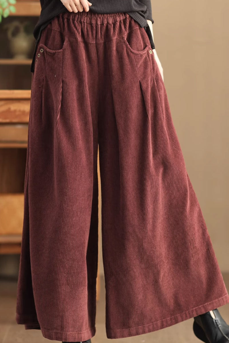 wide leg womens corduroy pants C3899