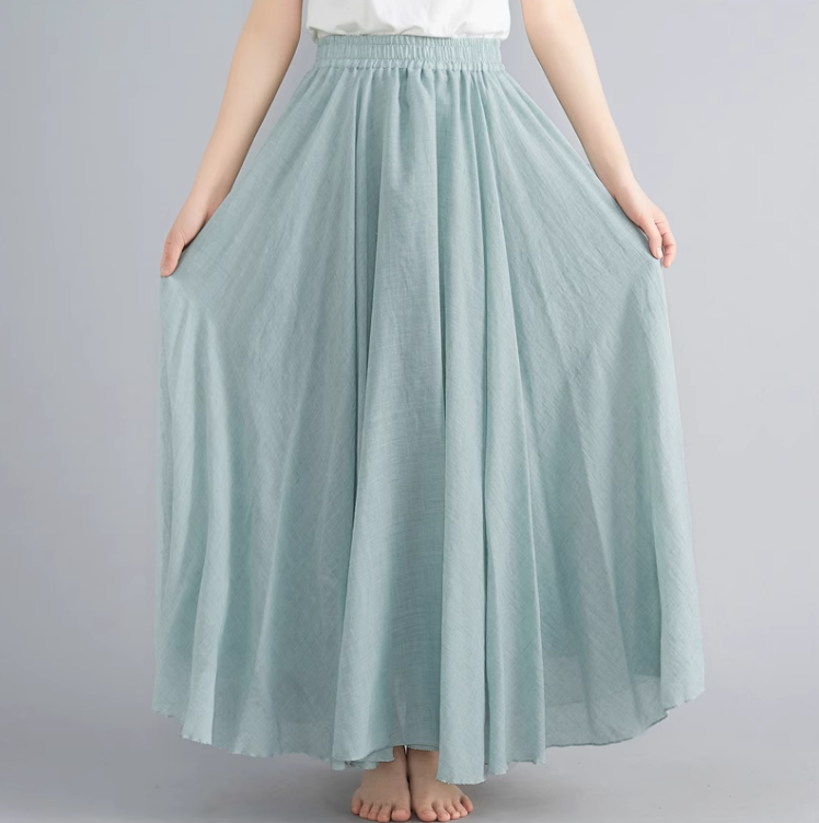 Summer swing linen skirt women C5023-11 (light green)