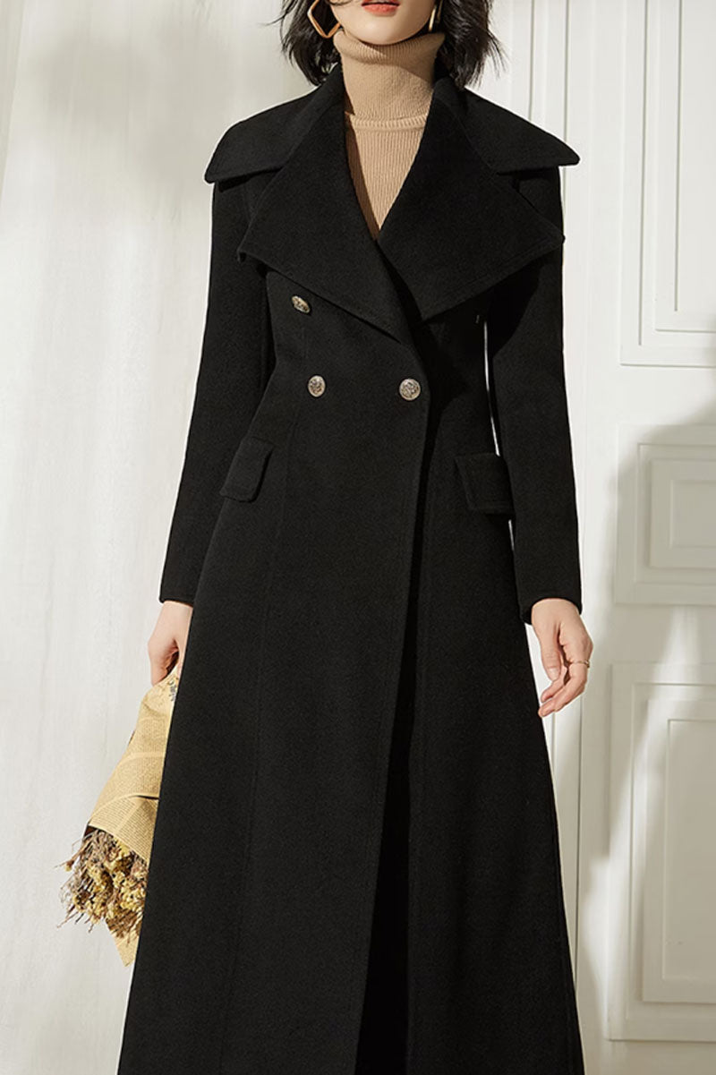 long double breasted winter wool coat women c3745