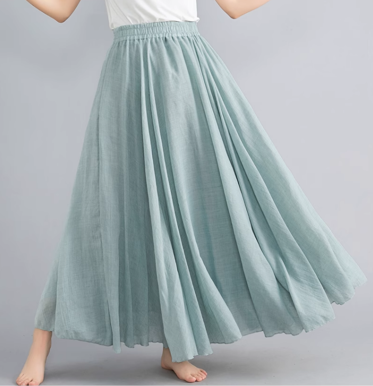 Summer swing linen skirt women C5023-11 (light green)