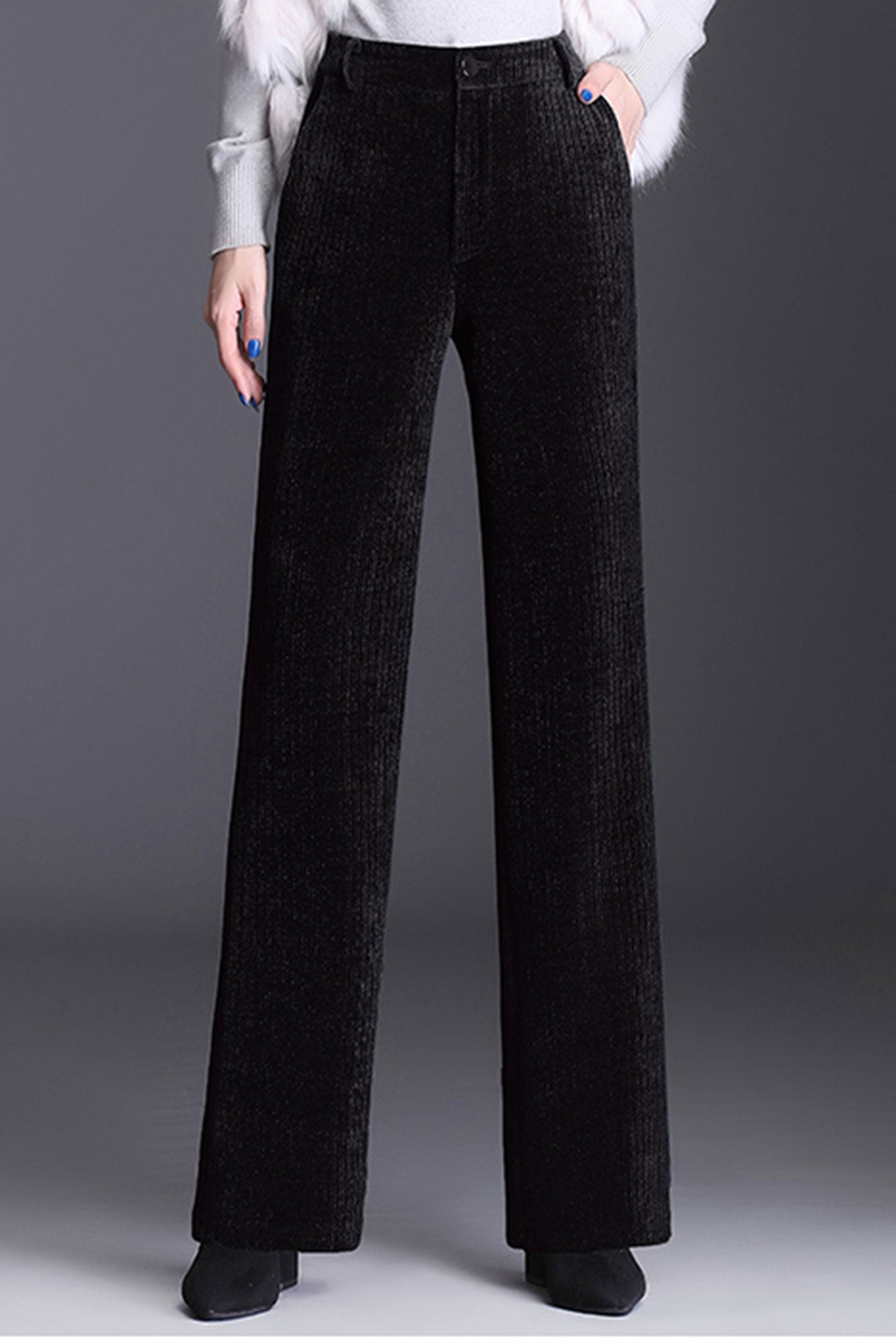 Red Corduroy Pants, High waist Long Corduroy Pants C2547,Size M #CK2101481