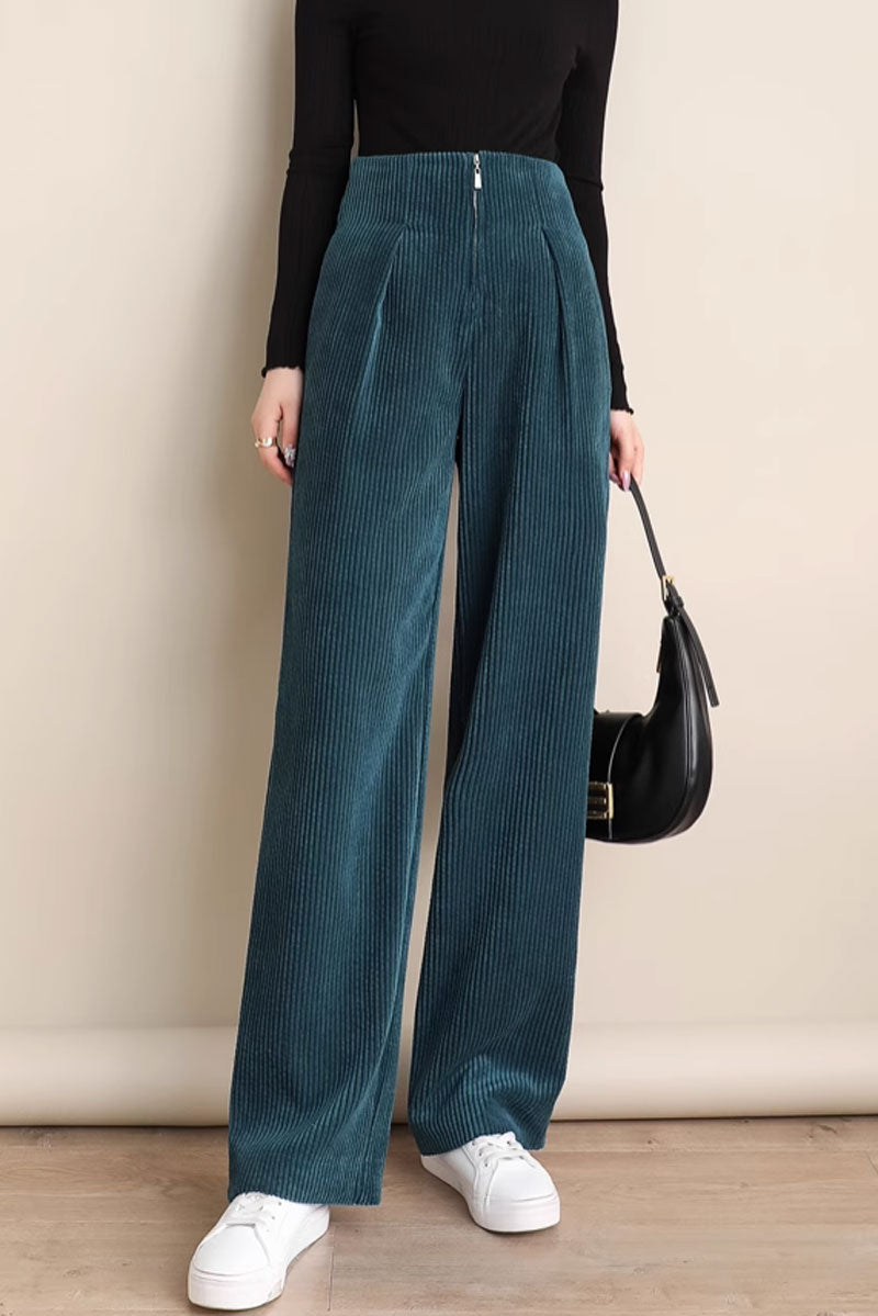 wide leg long palazzo corduroy pants women C3795