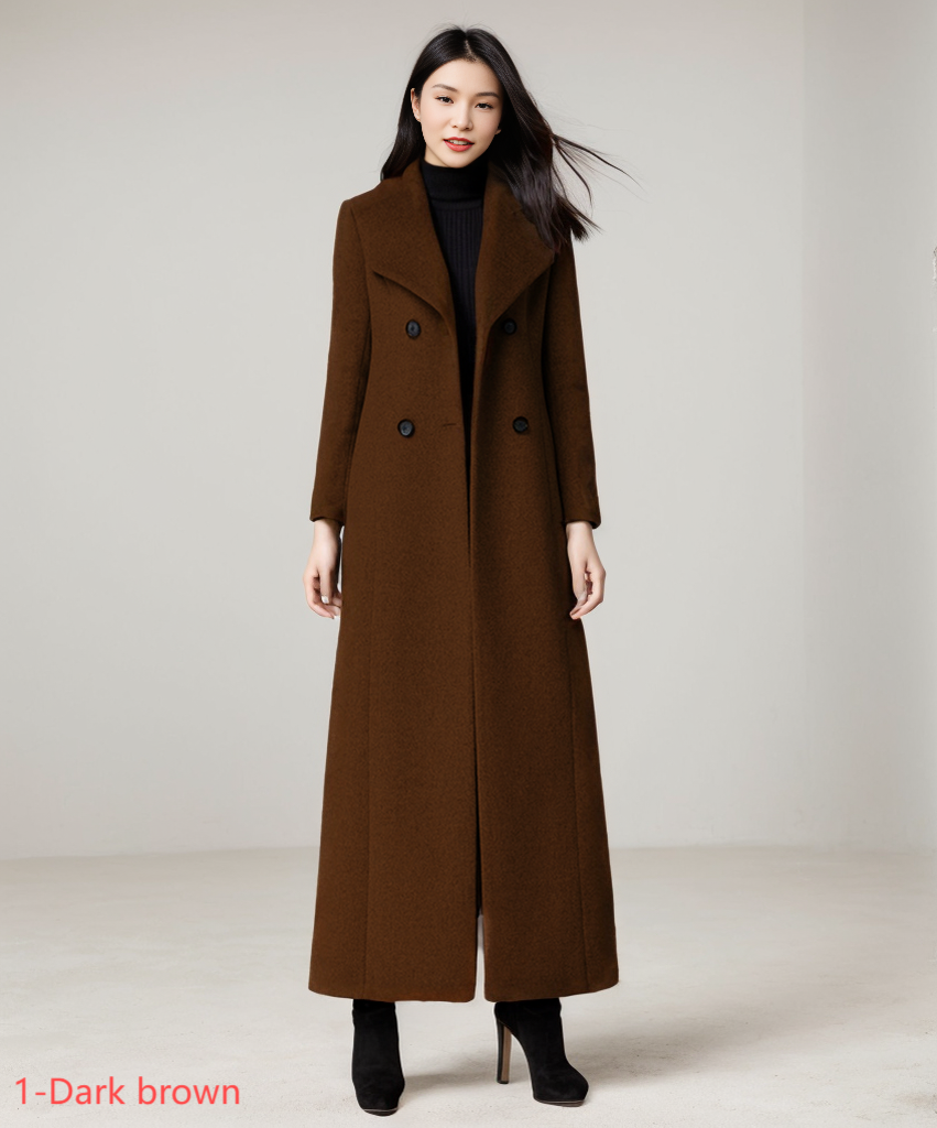 Double breasted wool maxi coat C4401