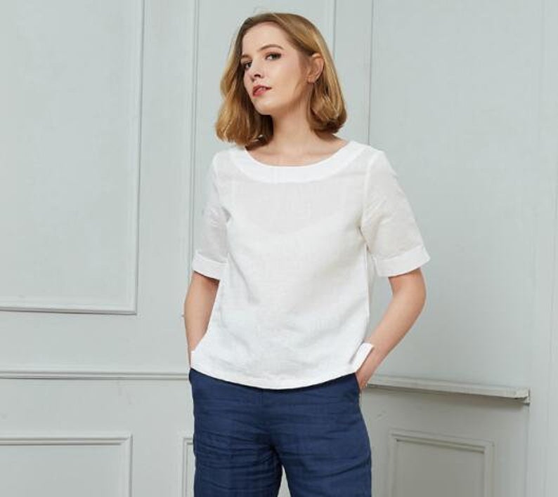 Linen shirt, Short Sleeves shirt, Casual Linen Shirt C1728