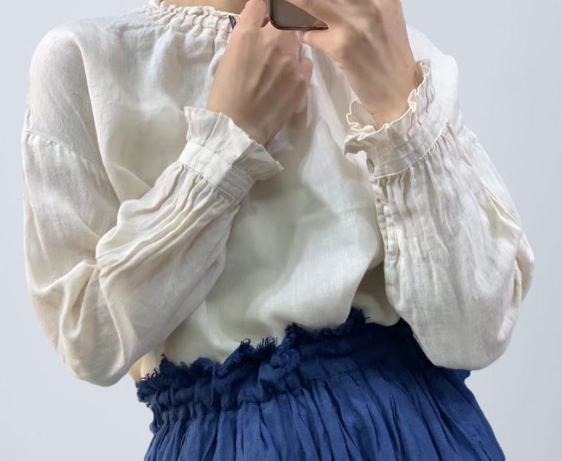 Beige Linen tops, Linen blouses, Women's Linen tops C1867