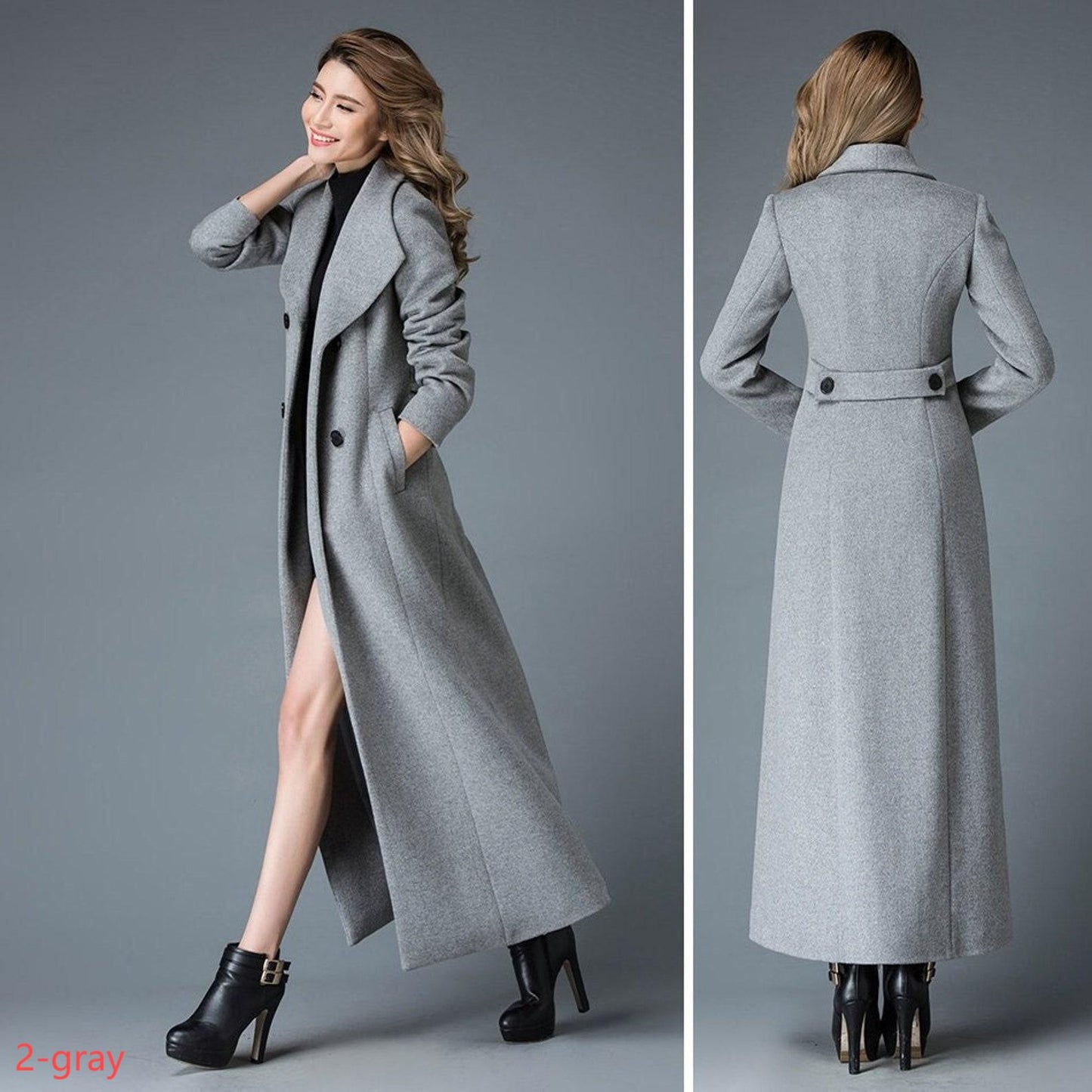 Double breasted wool maxi coat C4401