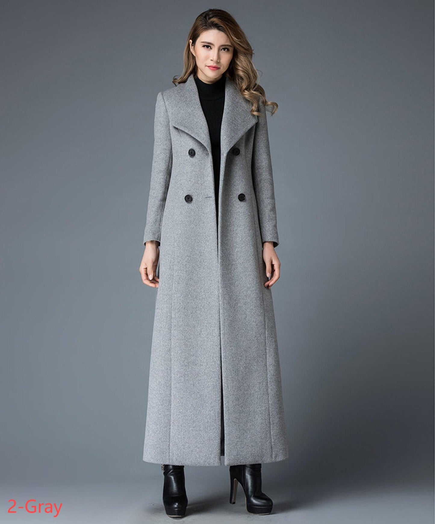 Double breasted wool maxi coat C4401
