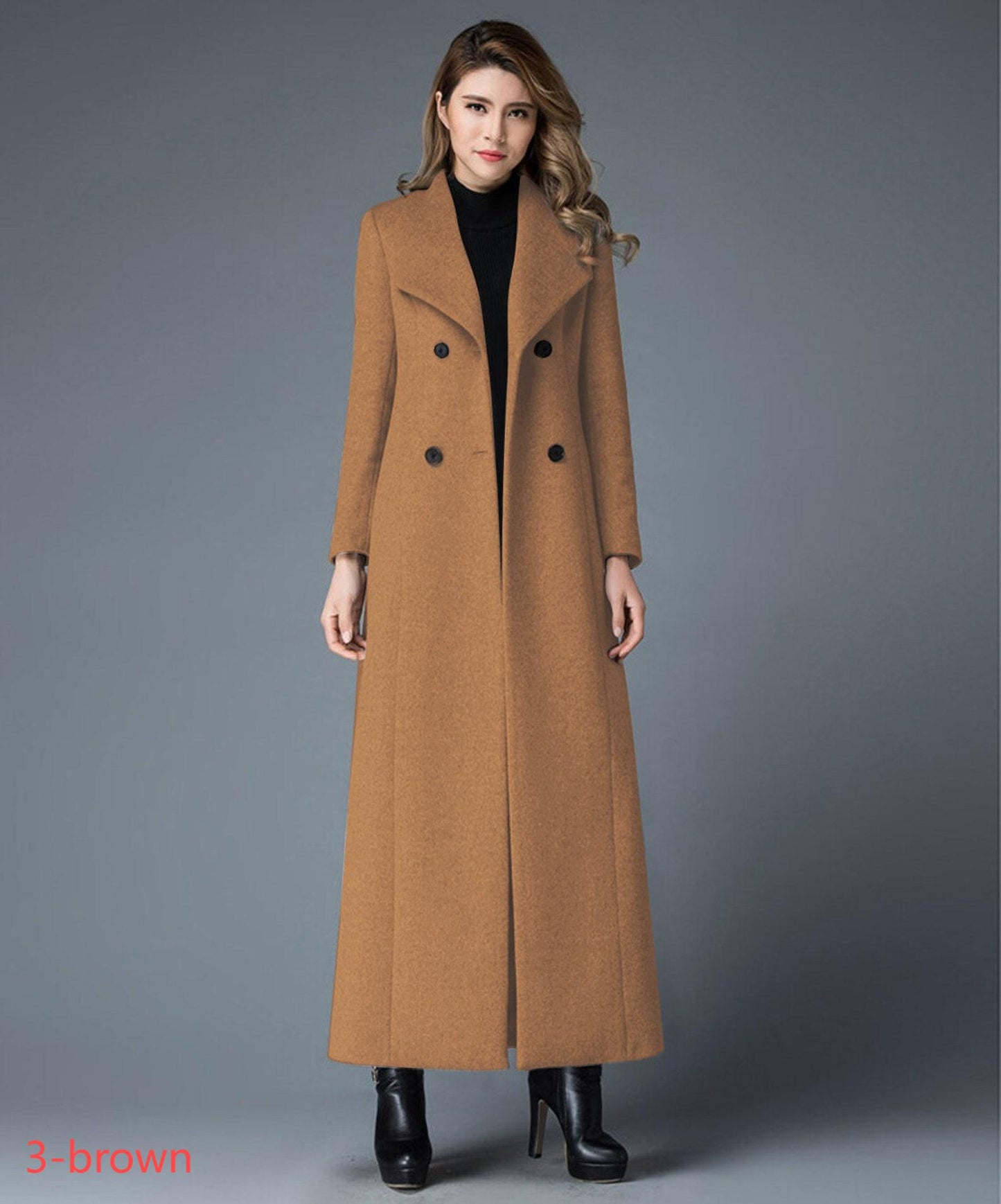 Double breasted wool maxi coat C4401