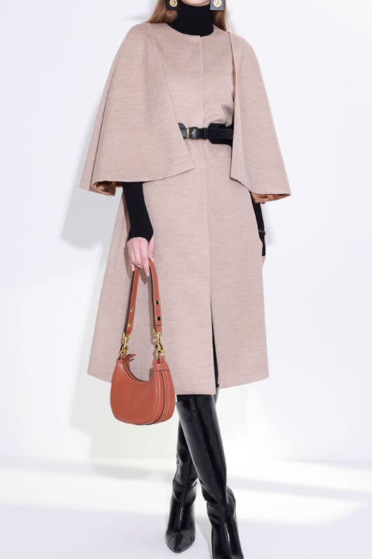 Long winter wool cape coat women C3664