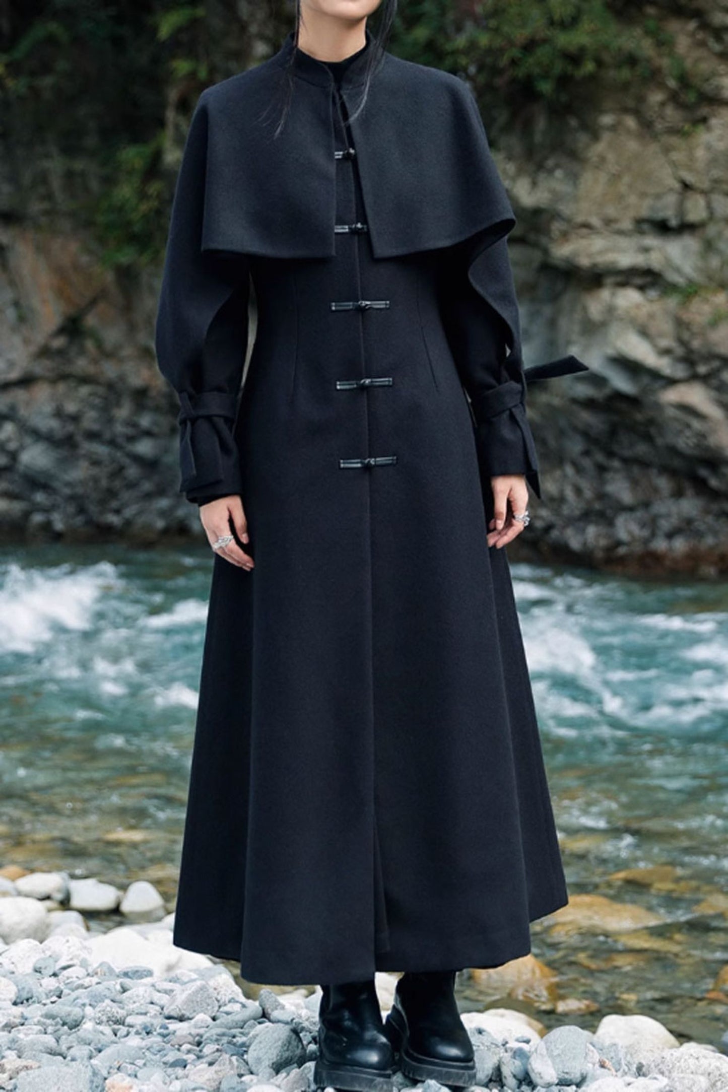 maxi winter long wool cape coat women c3744