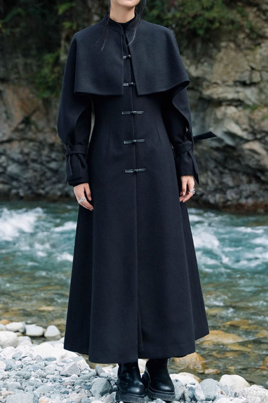 maxi winter long wool cape coat women c3744