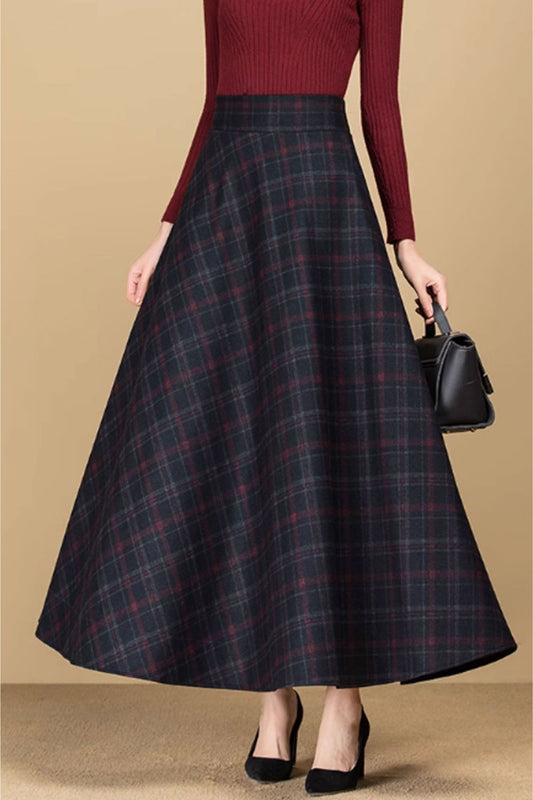 womens winter wool skirts with pocekts C3748