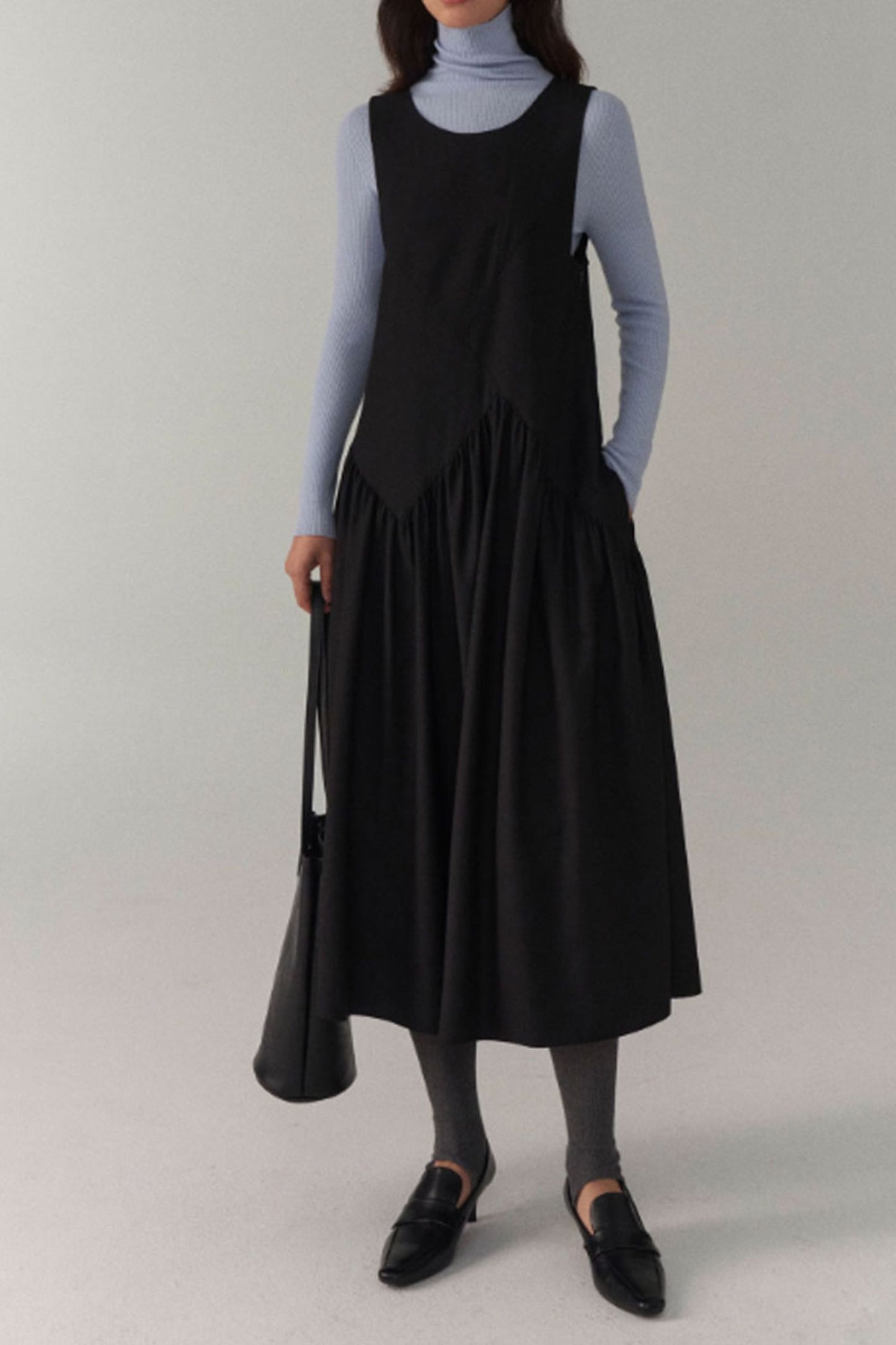 irregular womens sleeves wool dress C3828