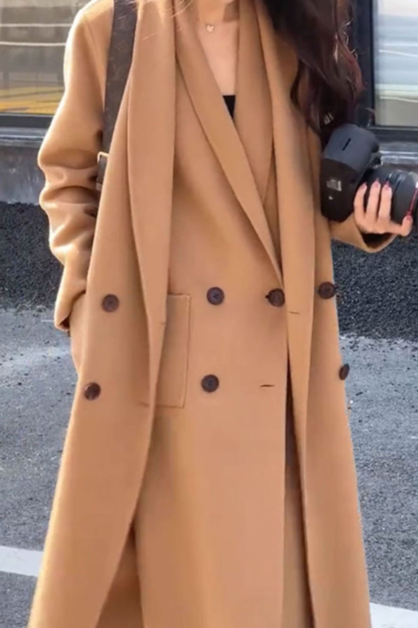 two layers womens winter wool coat C3836