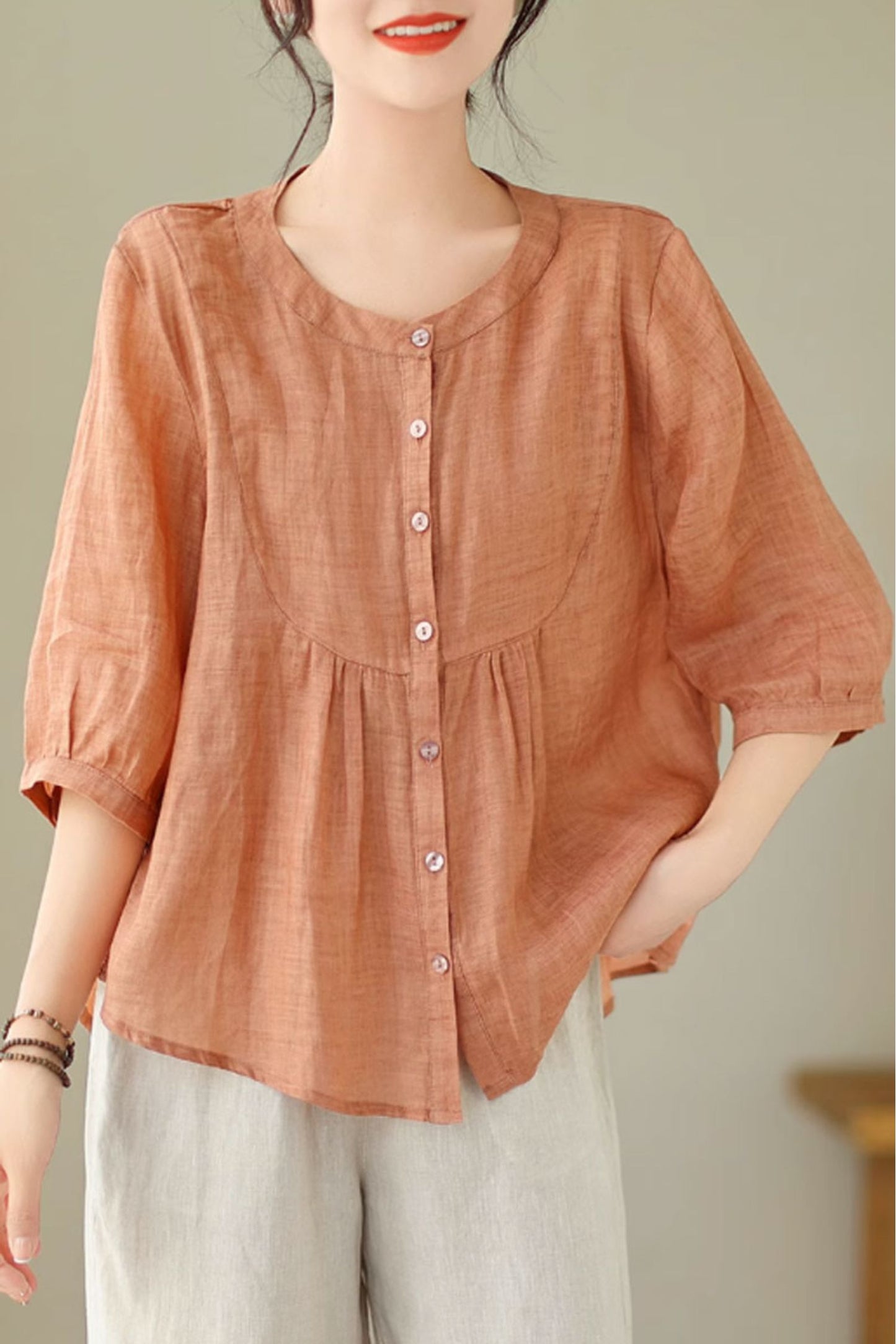 loose fitting womens summer linen blouse  C3866