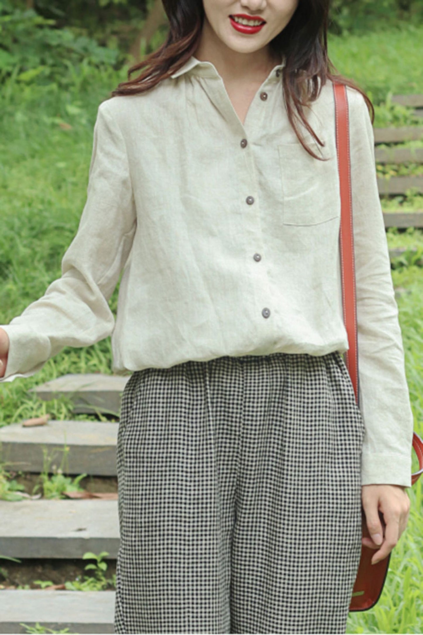 Long sleeves linen shirt with Button C3882
