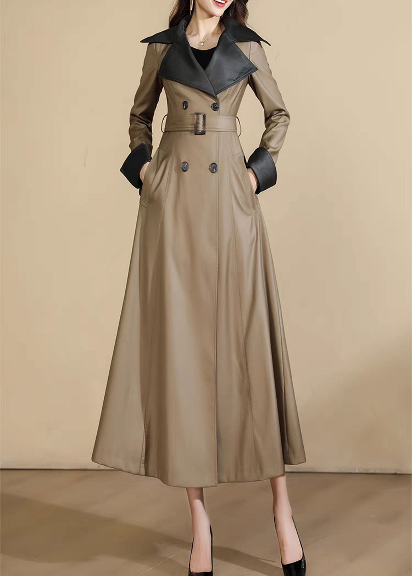 Trench Coat Women, Double Breasted Coat C3605