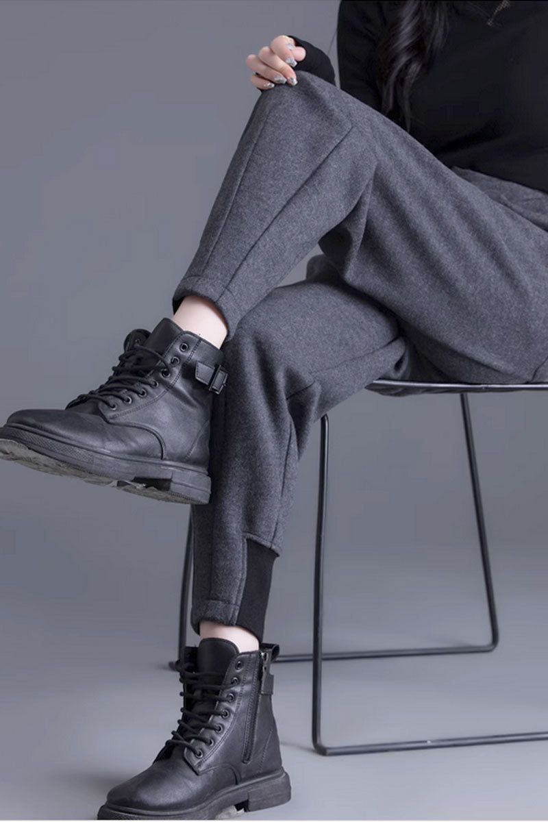 womens winter wool pants with loose fitting legs C3435