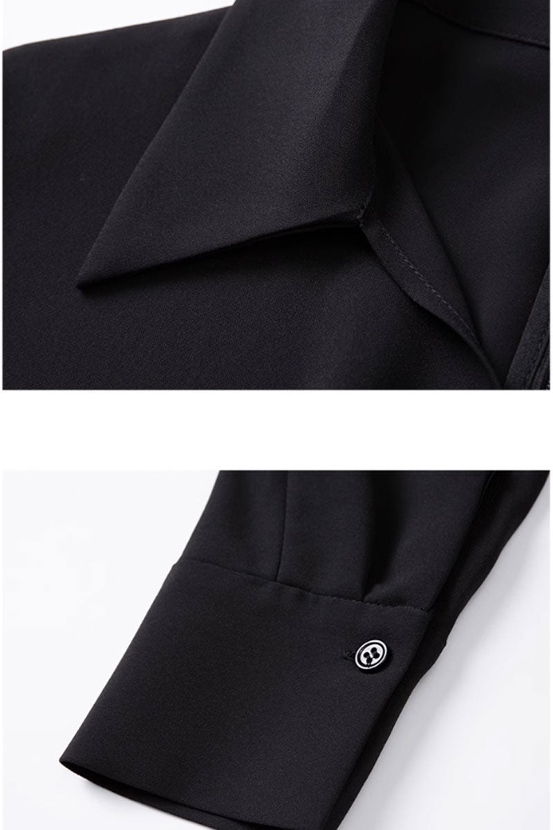 high waist v neck dress with long sleeves C3493
