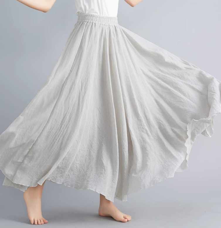 Maxi summer linen skirt women C5023-6 (beige)