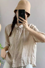 Load image into Gallery viewer, short sleeves summer linen shirt top C3845

