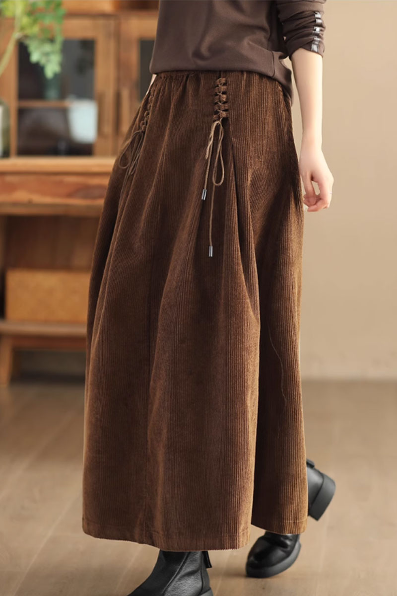 maxi corduroy skirt with pockets C3900