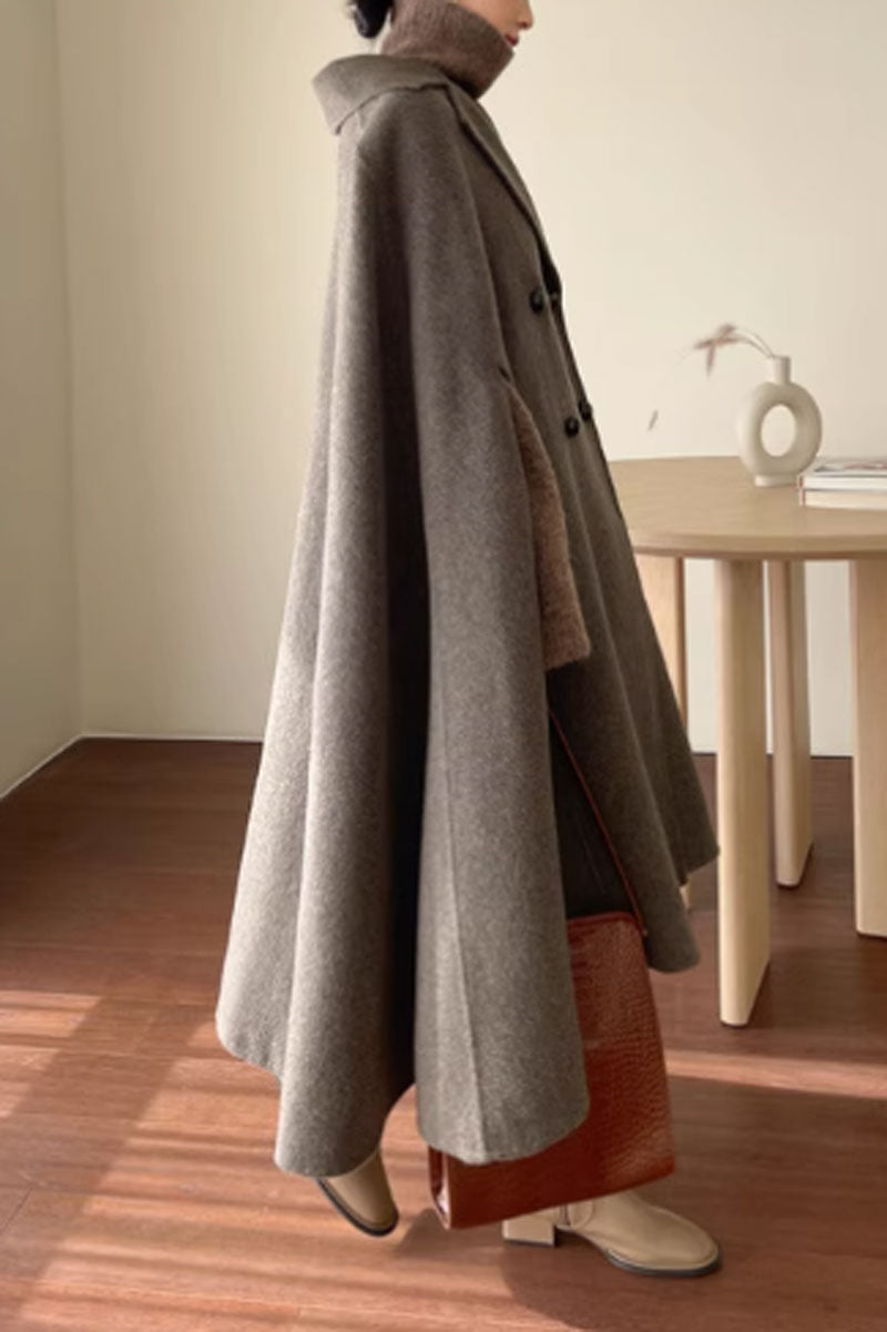 long cape coat women, winter warm outwear C3671