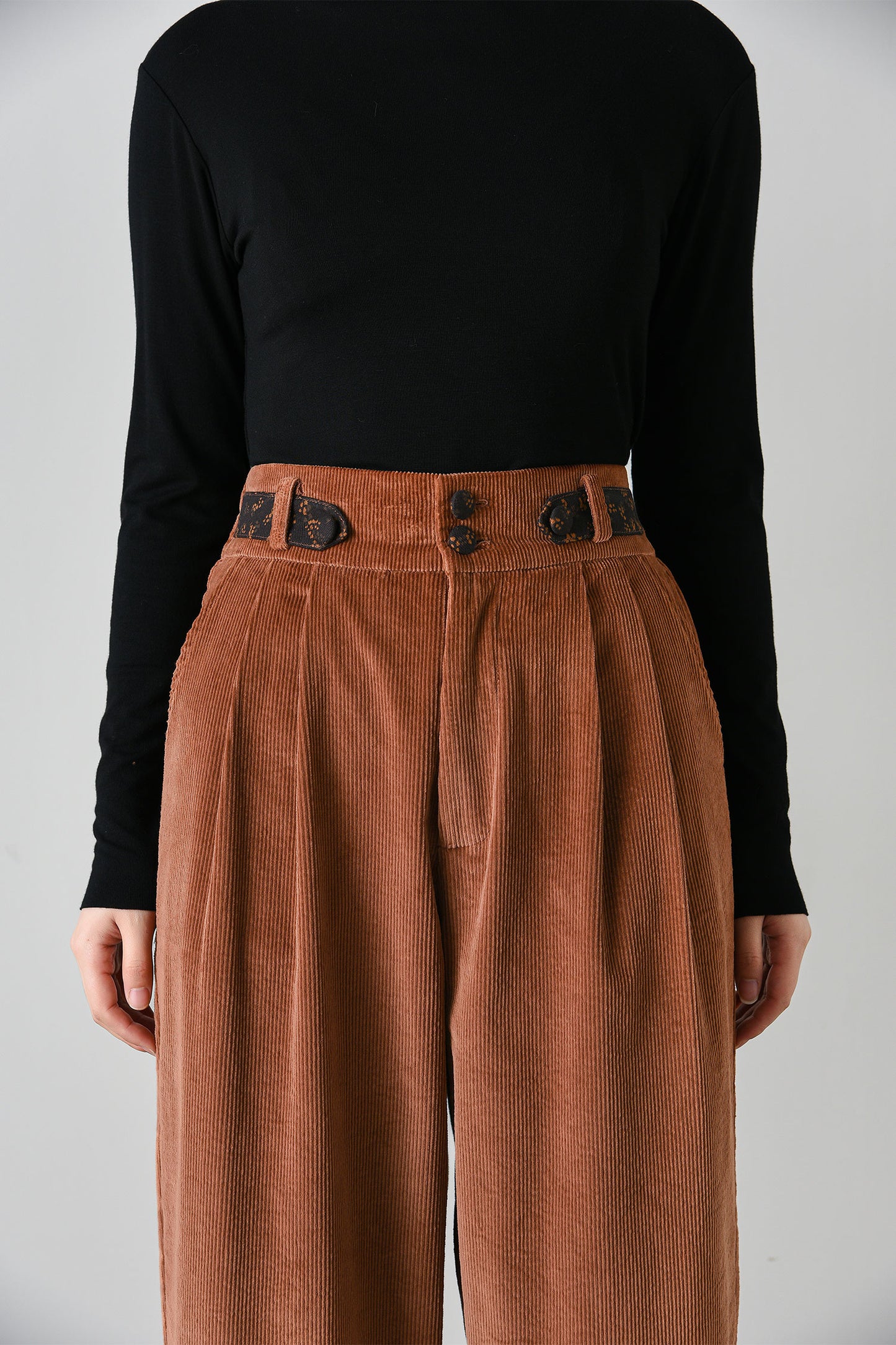 Patchwork Relaxed Fit Corduroy Pants C4696