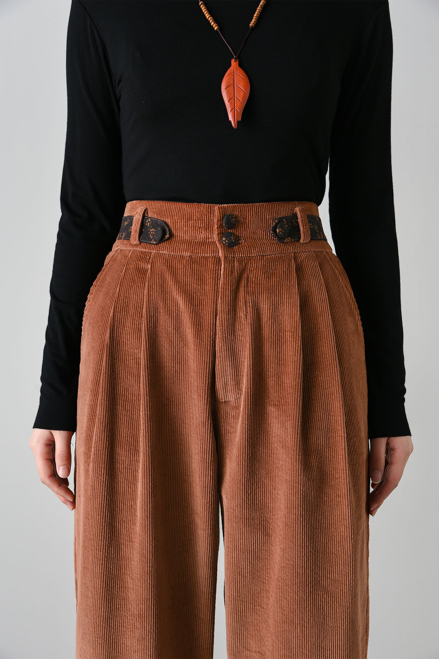 Patchwork Relaxed Fit Corduroy Pants C4696