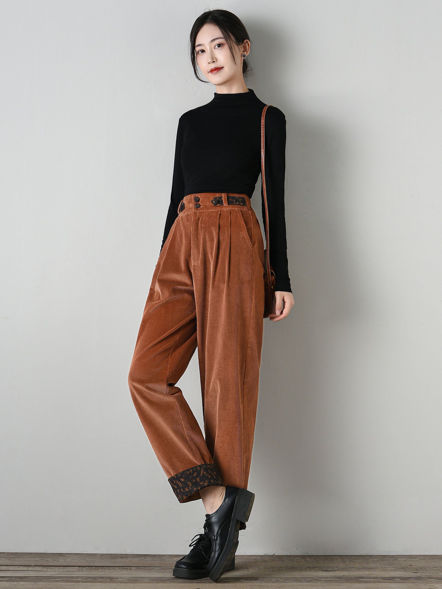 Patchwork Relaxed Fit Corduroy Pants C4696
