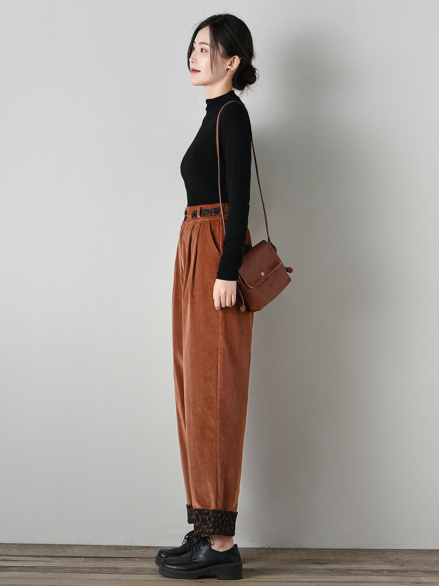 Patchwork Relaxed Fit Corduroy Pants C4696